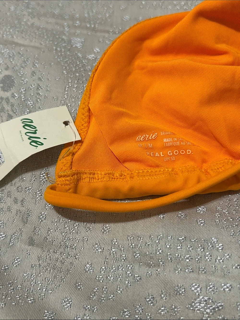 aerie Orange Smiley Sun Triangle Bikini Top